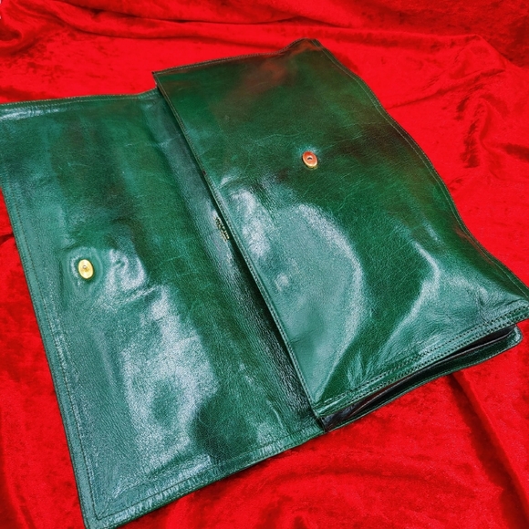 Vintage Clutch Bottega Veneta Authentic Green Leather - Picture 6 of 11